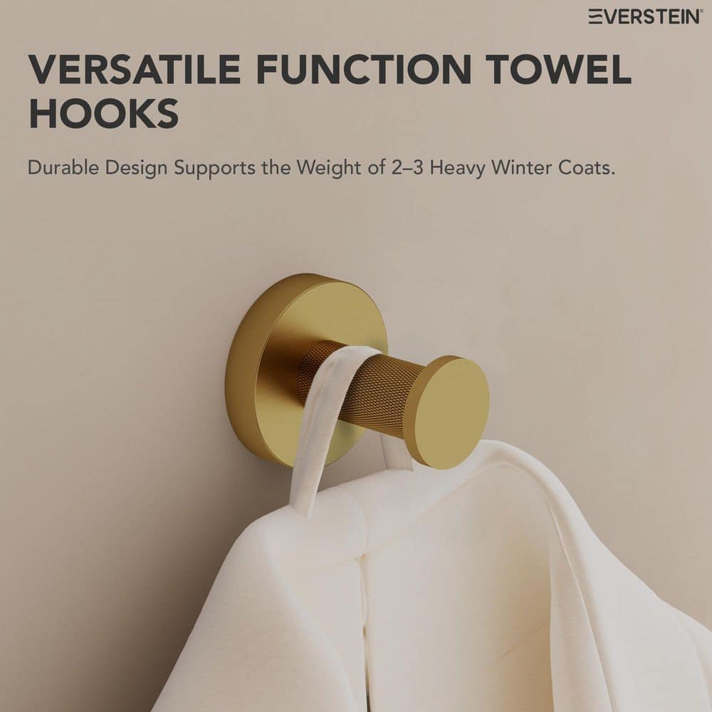 EVERSTEIN 4-Piece Knurled Wall-Mount Bathroom Hardware Set with Towel Rack (4)