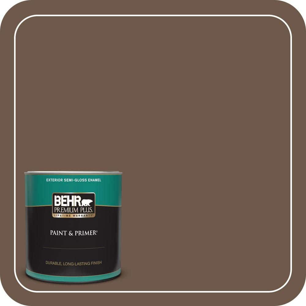 BEHR PREMIUM PLUS 1 qt. #N230-7 Rustic Tobacco Semi-Gloss Enamel Exterior Paint & Primer