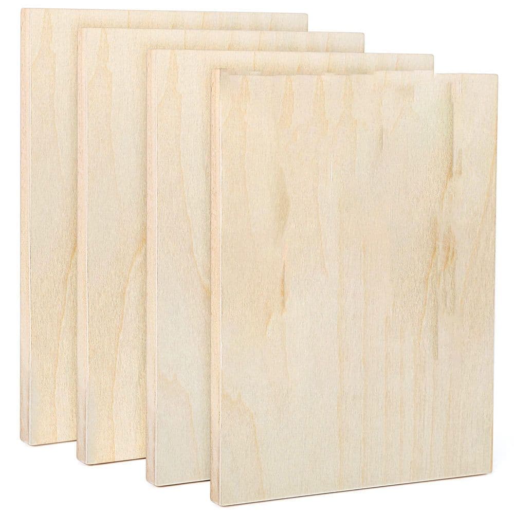 Afoxsos 3/4 in. x 9 in. x 12 in. Birch Wood Unfinished Canvas Panels for Painting, Pouring Art, Crafts - 4-Pack