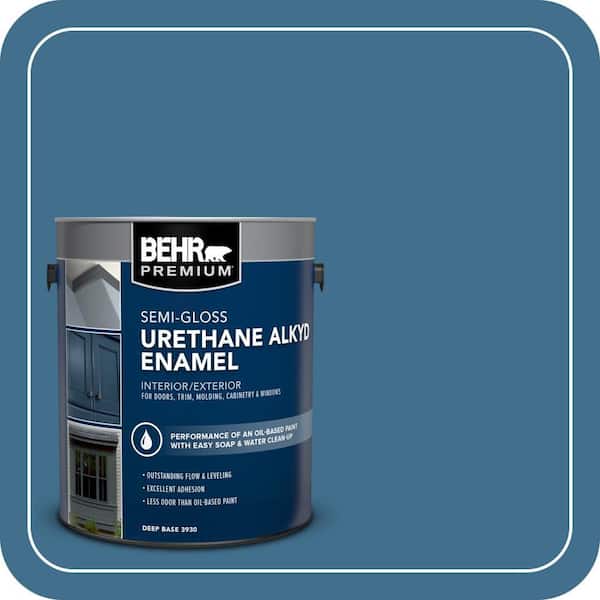BEHR PREMIUM 1 gal. #M500-5 Sojourn Blue Urethane Alkyd Semi-Gloss Enamel Interior/Exterior Paint (2)