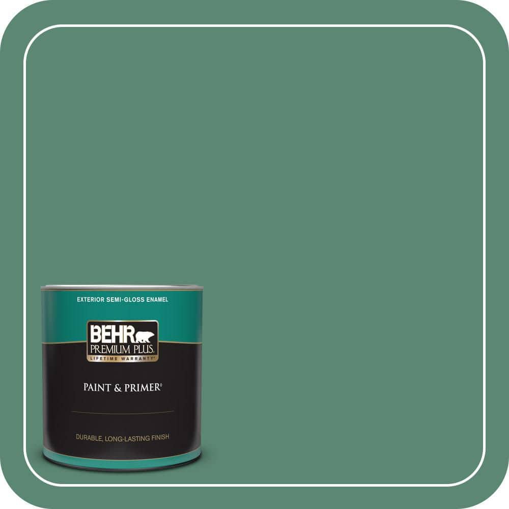 BEHR PREMIUM PLUS 1 qt. #MQ6-43 Dark Jade Semi-Gloss Enamel Exterior Paint & Primer