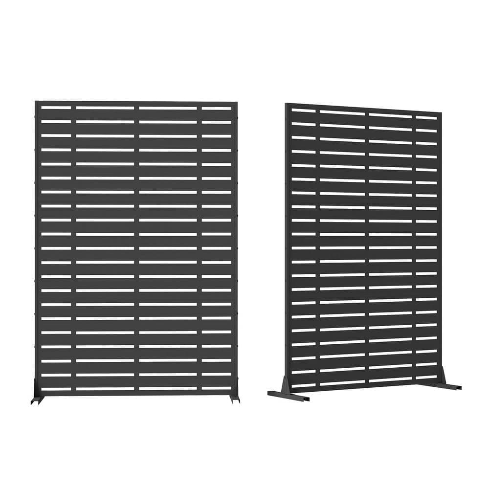 maocao hoom Outdoor Privacy Screen, Freestanding Patio Screen with Metal Frame & Resin Panels, Modern Decorative Privacy Fence,Gray (1)