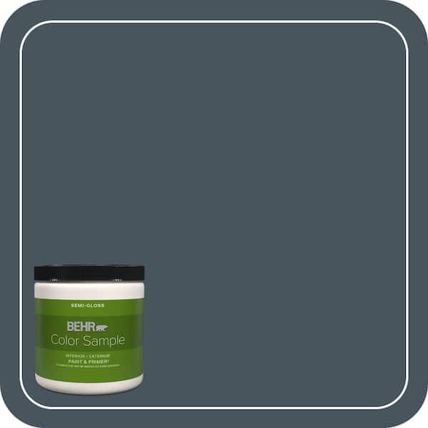 BEHR PREMIUM PLUS #BNC-40 Moody Black Flat Interior/Exterior Paint & Primer Color Sample (4)