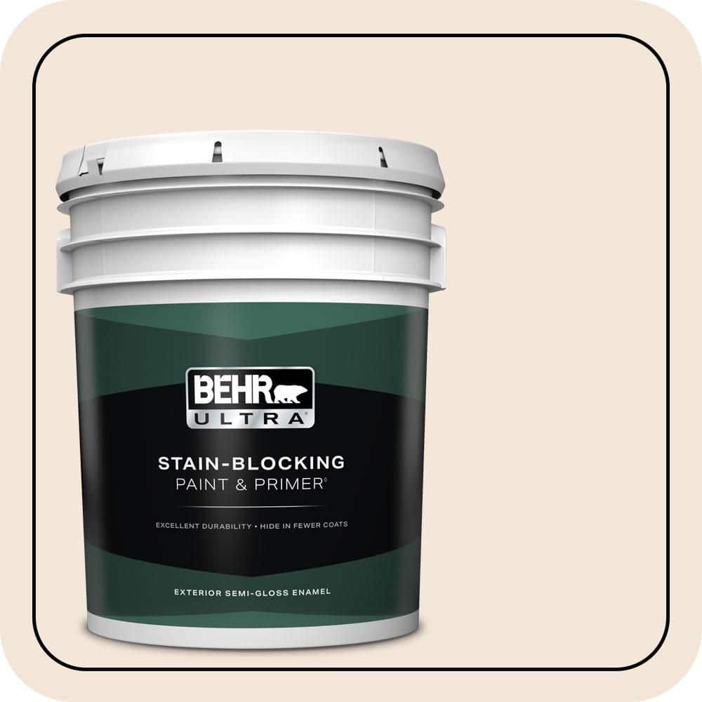 BEHR ULTRA 5 gal. #PPU3-04 Ballet White Semi-Gloss Enamel Exterior Paint & Primer