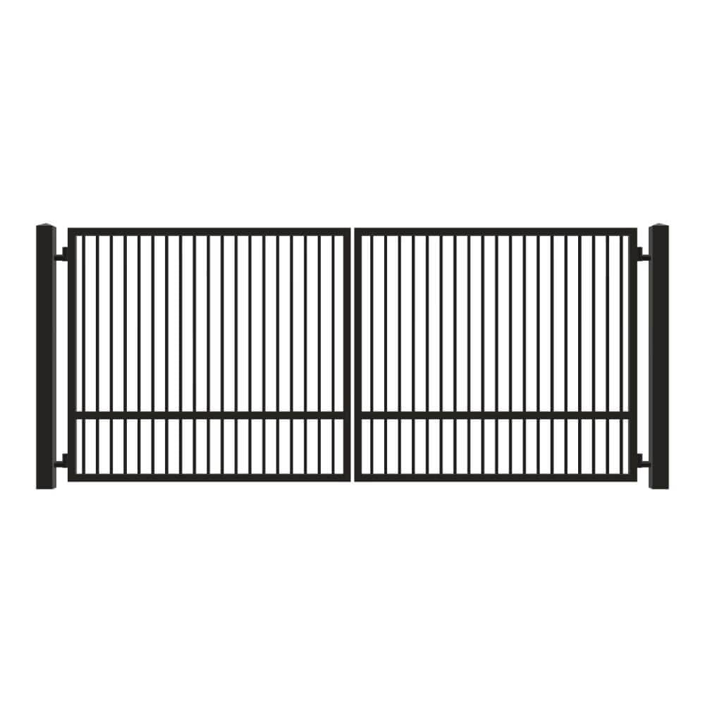 Unbranded Driveway Gate — Swing, Center, Square, Single, Black — 172"W x 72"H (1)