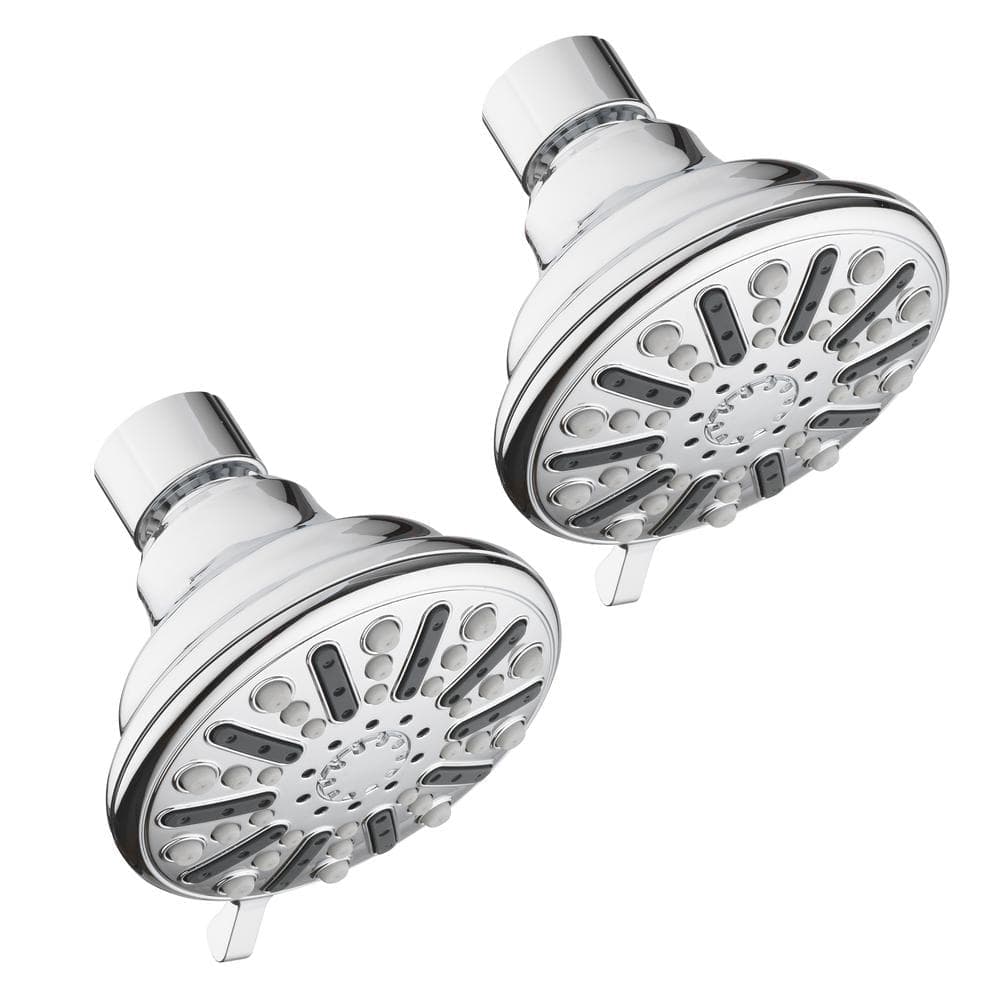 Glacier Bay 3-Spray Patterns 3.5 in. Single Wall Mount Fixed Shower Head in Chrome (2-Pack) (4)