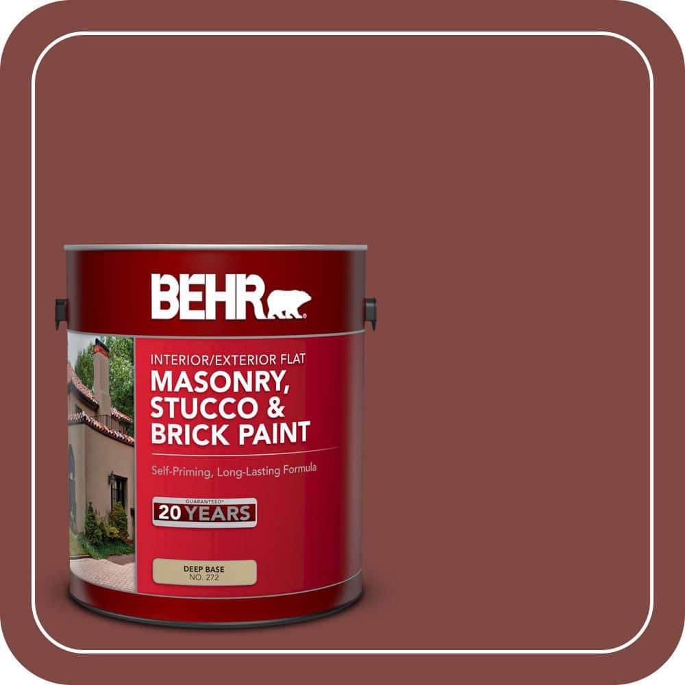 BEHR 1 gal. #SC-112 Barn Red Flat Interior/Exterior Masonry, Stucco and Brick Paint