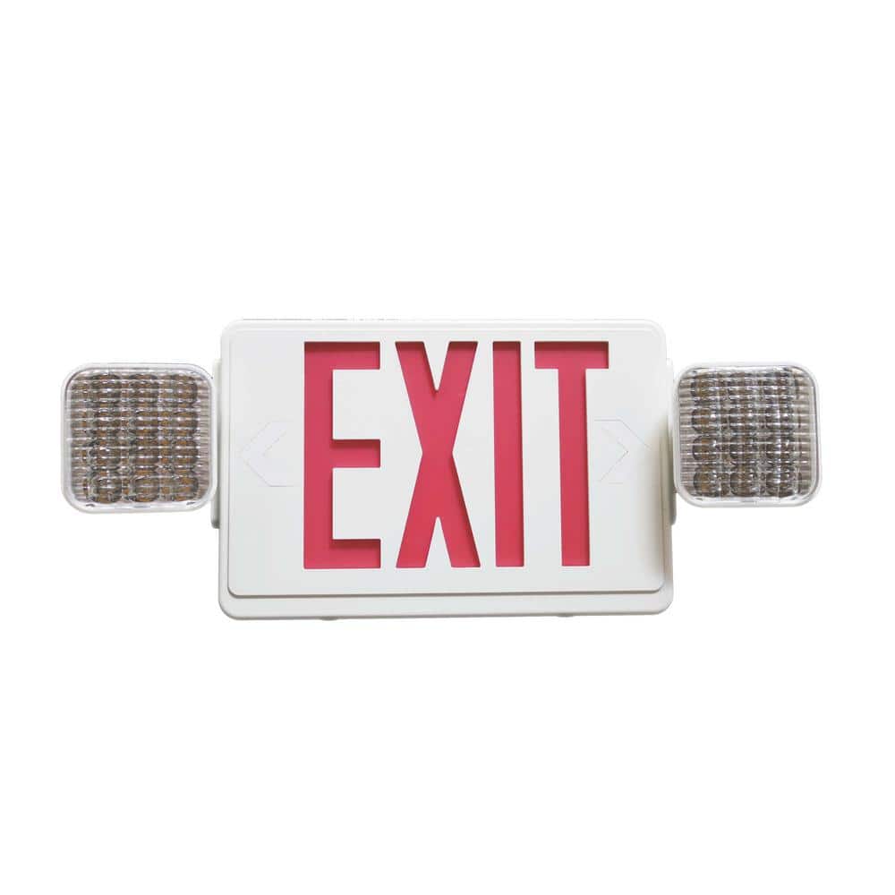 Commercial Electric Combo 2.4-Watt Equivalent Integrated LED White Remote Head Capable Exit Sign and Emergency Light with 9.6-Volt Battery (2)