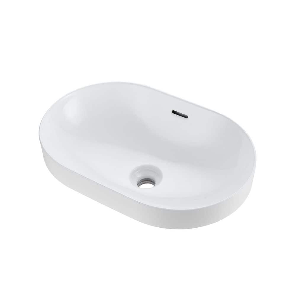 LUXIER Oval 21-1/4 in. Drop-In Ceramic Bathroom Sink in White (2)