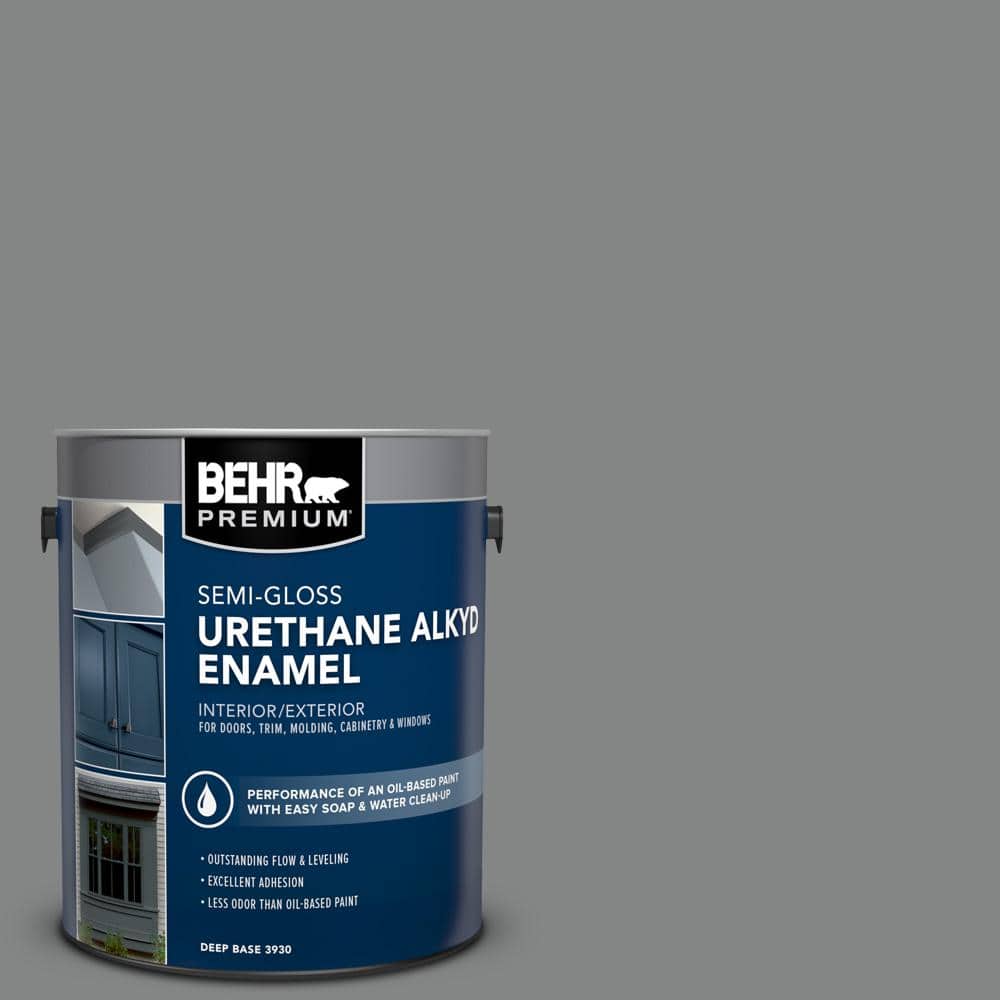 BEHR PREMIUM 1 gal. #PFC-63 Slate Gray Urethane Alkyd Semi-Gloss Enamel Interior/Exterior Paint (1)