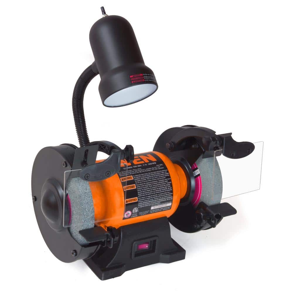 WEN 6 in. 2.1 Amp Single Speed Bench Grinder with Flexible Work Light