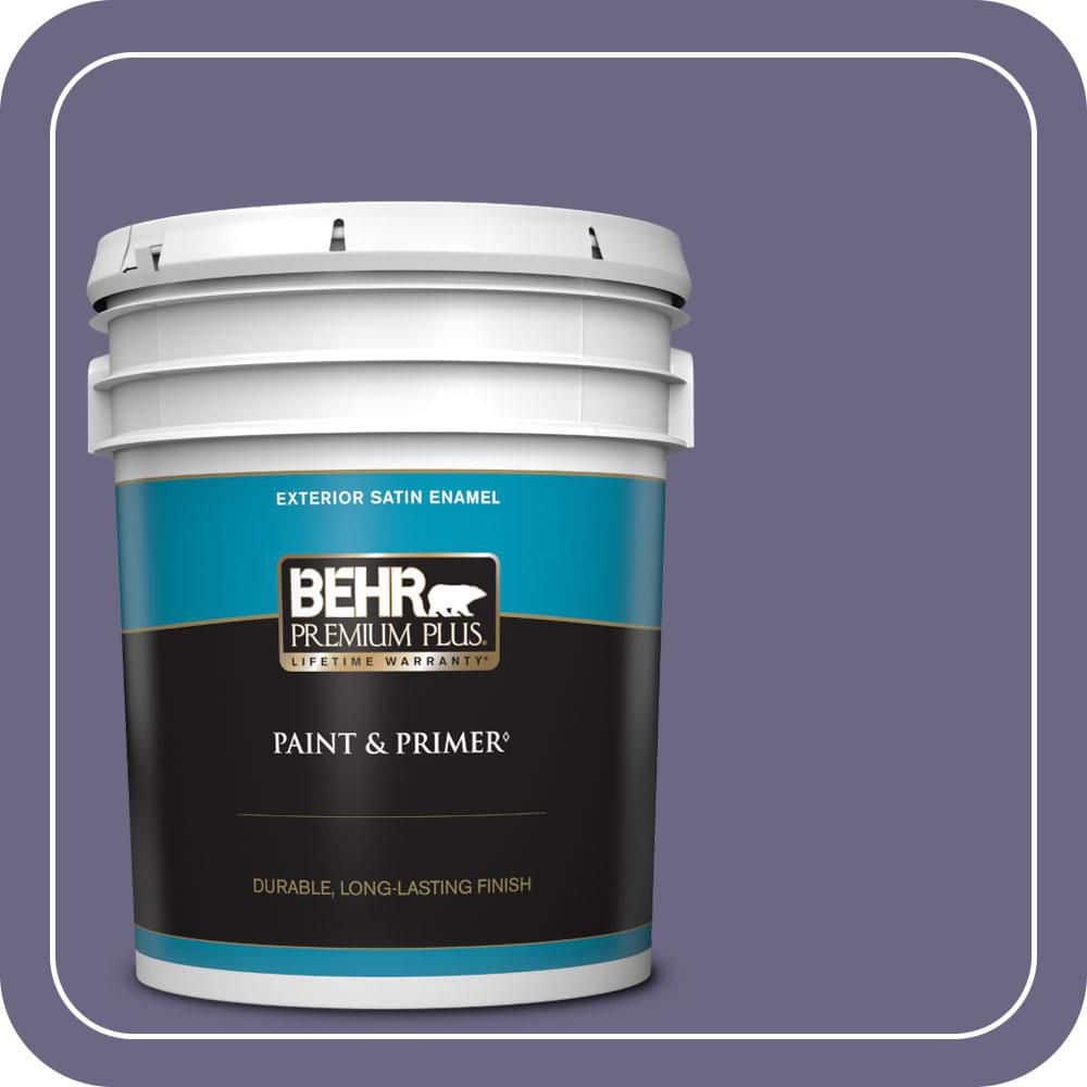 BEHR PREMIUM PLUS 5 gal. #PPU16-18 Hyacinth Arbor Satin Enamel Exterior Paint & Primer