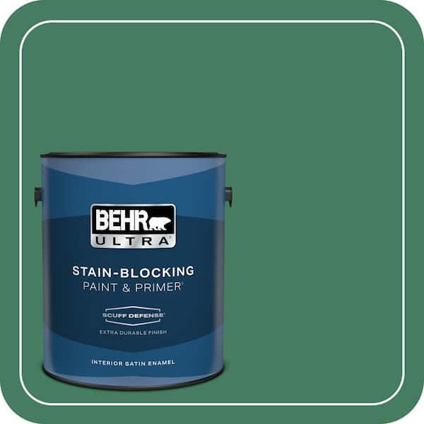 BEHR ULTRA 1 gal. #470D-6 Greenbelt Extra Durable Satin Enamel Interior Paint & Primer (2)