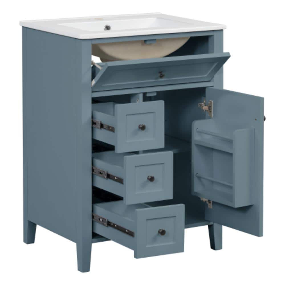 Unbranded 24 in. W x 18.3 in. D x 33.9 in. H Bathroom Blue Linen Cabinet