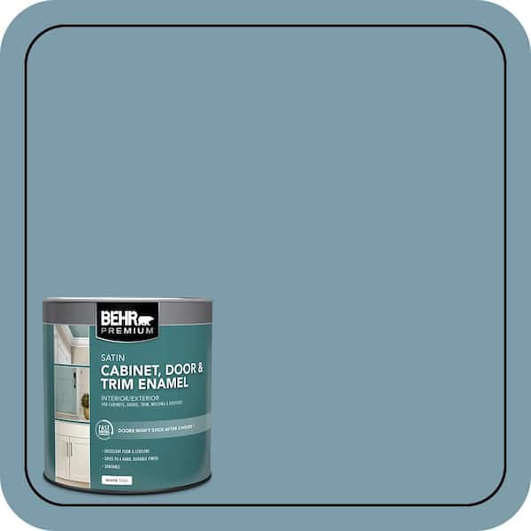 BEHR PREMIUM 1 qt. #S470-4 Dolphin Blue Satin Enamel Interior/Exterior Cabinet, Door & Trim Paint (2)