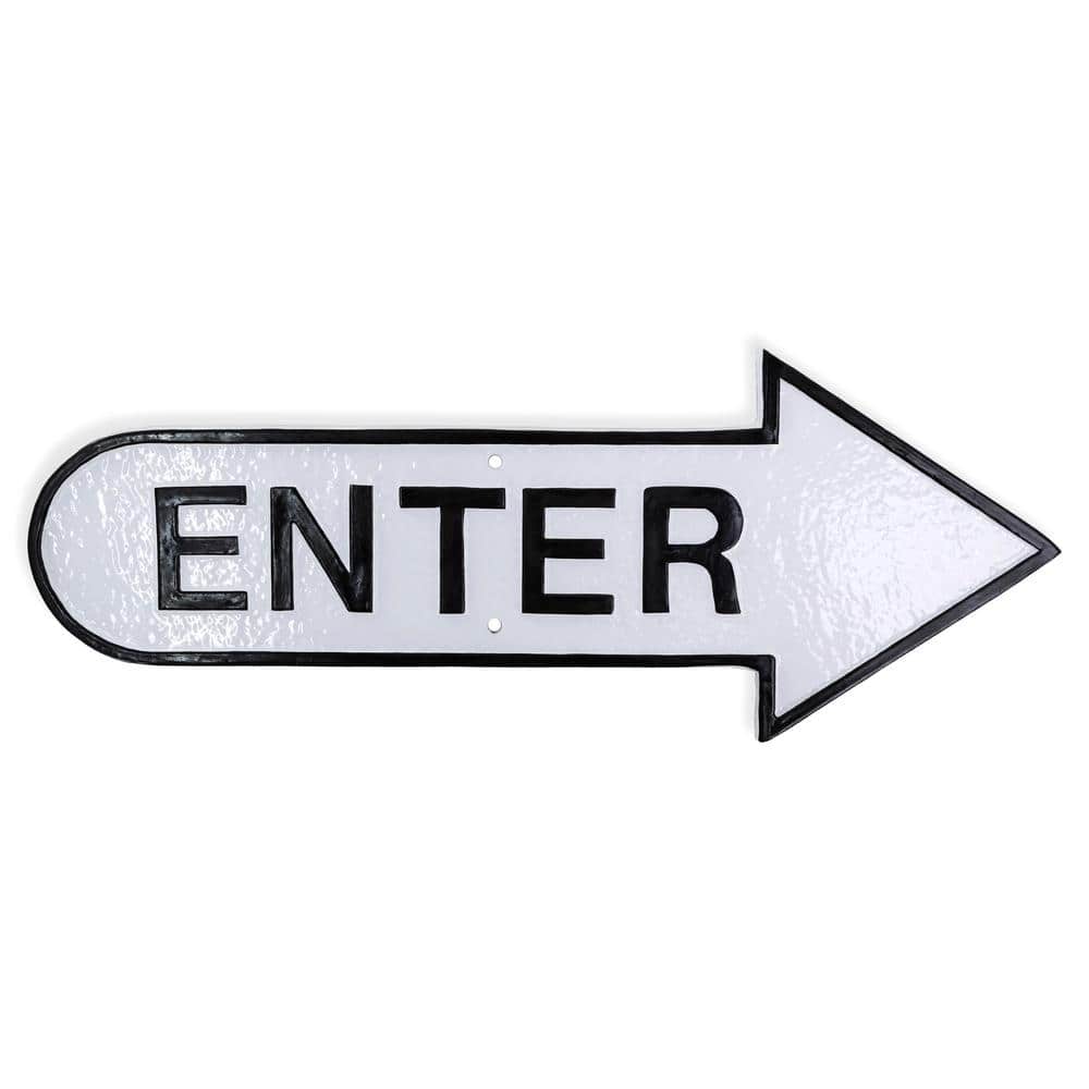 Montague Metal Products 6" x 15.5" Right Arrow Enter Statement Plaque Sign-White/Black