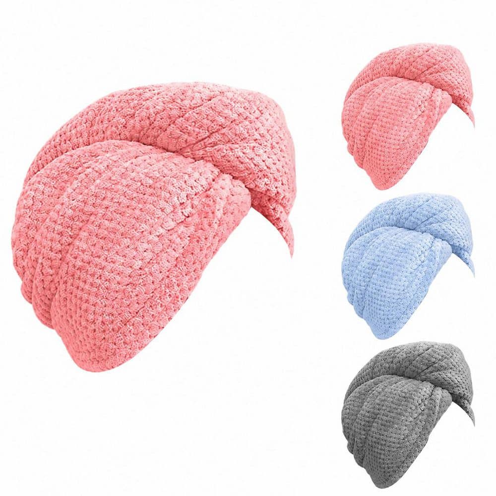 LAIFUCAM Gray Microfiber Hair Towel Wrap 3 Pack Ultra Absorbent Fast Drying Head Accessory for Curly and Frizzy Hair (1)