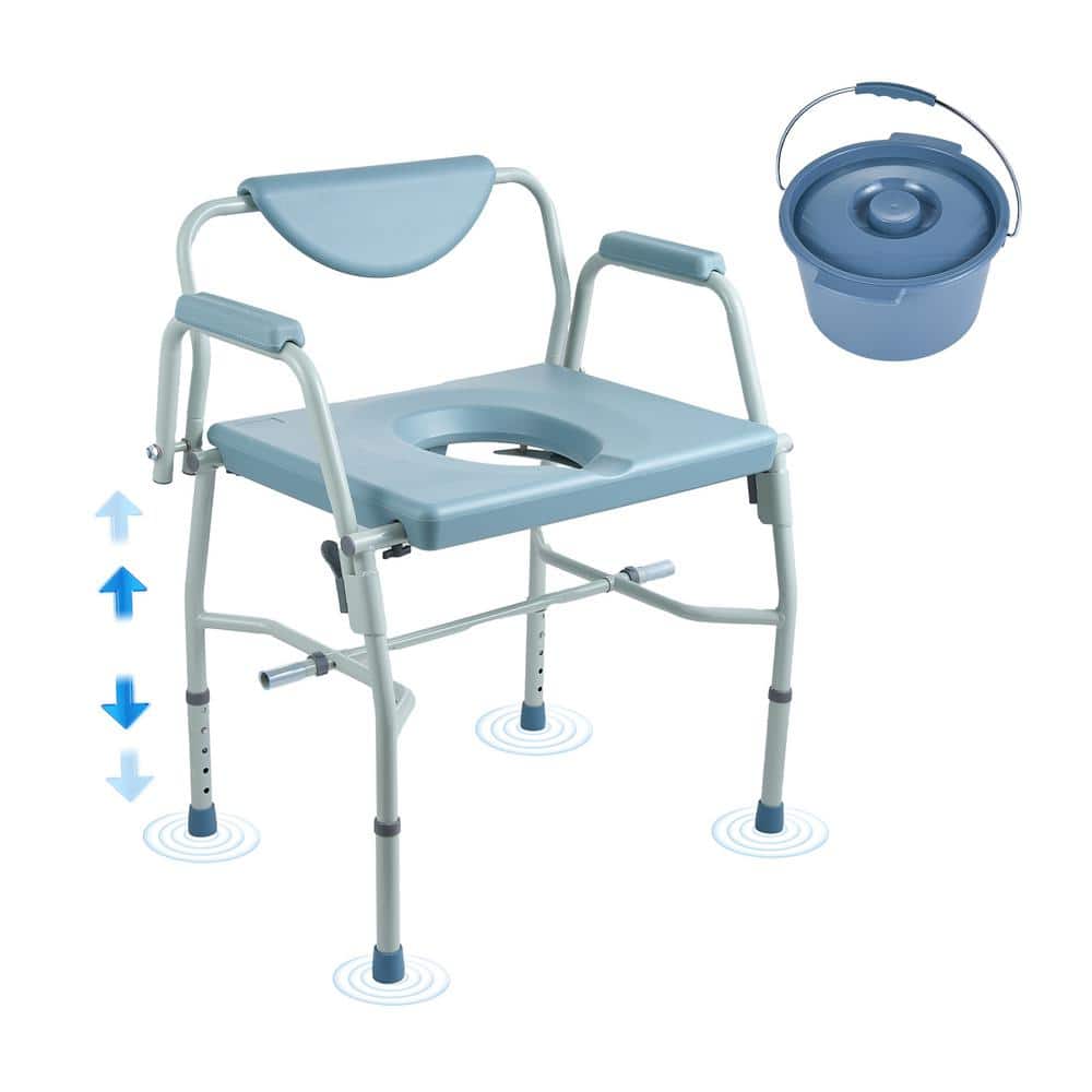 VEVOR Commode Chair Bedside Commode Toilet Seat with Drop-Down Arms and Backrest 5-Level Adjustable Height 1000 lbs. Capacity (1)
