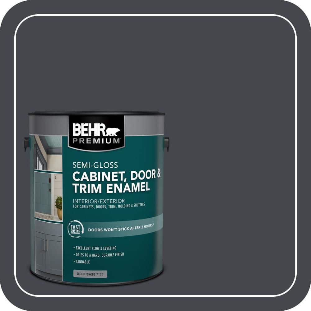 BEHR PREMIUM 1 gal. #PPU24-23 Little Black Dress Semi-Gloss Enamel Interior/Exterior Cabinet, Door & Trim Paint