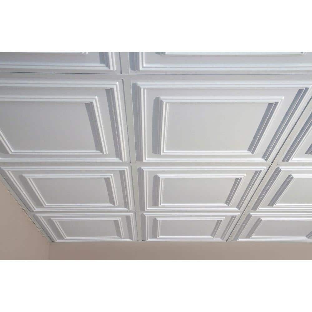Ceilume Cambridge White 2 ft. x 2 ft. Lay-in or Glue-up Ceiling Panel (Case of 6) (2)