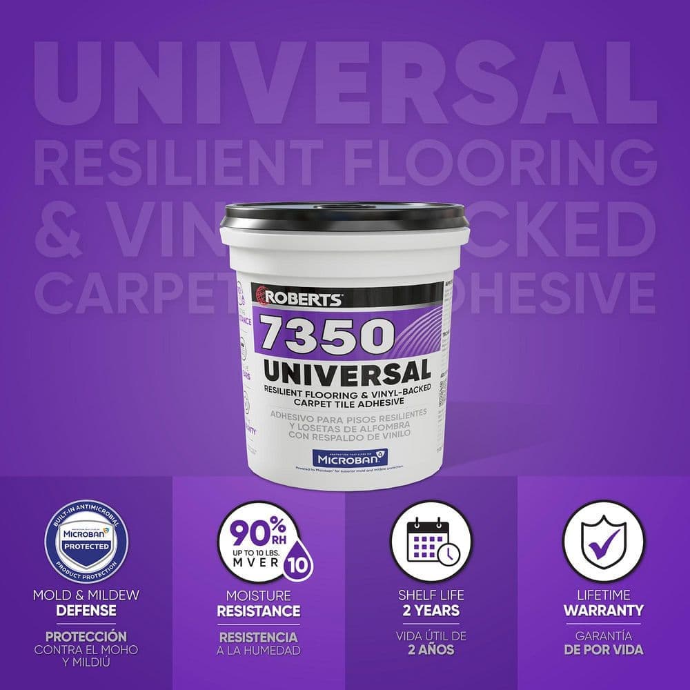 ROBERTS 7350 1 Gal. 8-10 Hour Dry Time Universal Resilient Flooring and Vinyl-Backed Carpet Tile Floor Adhesive in Off White (3)