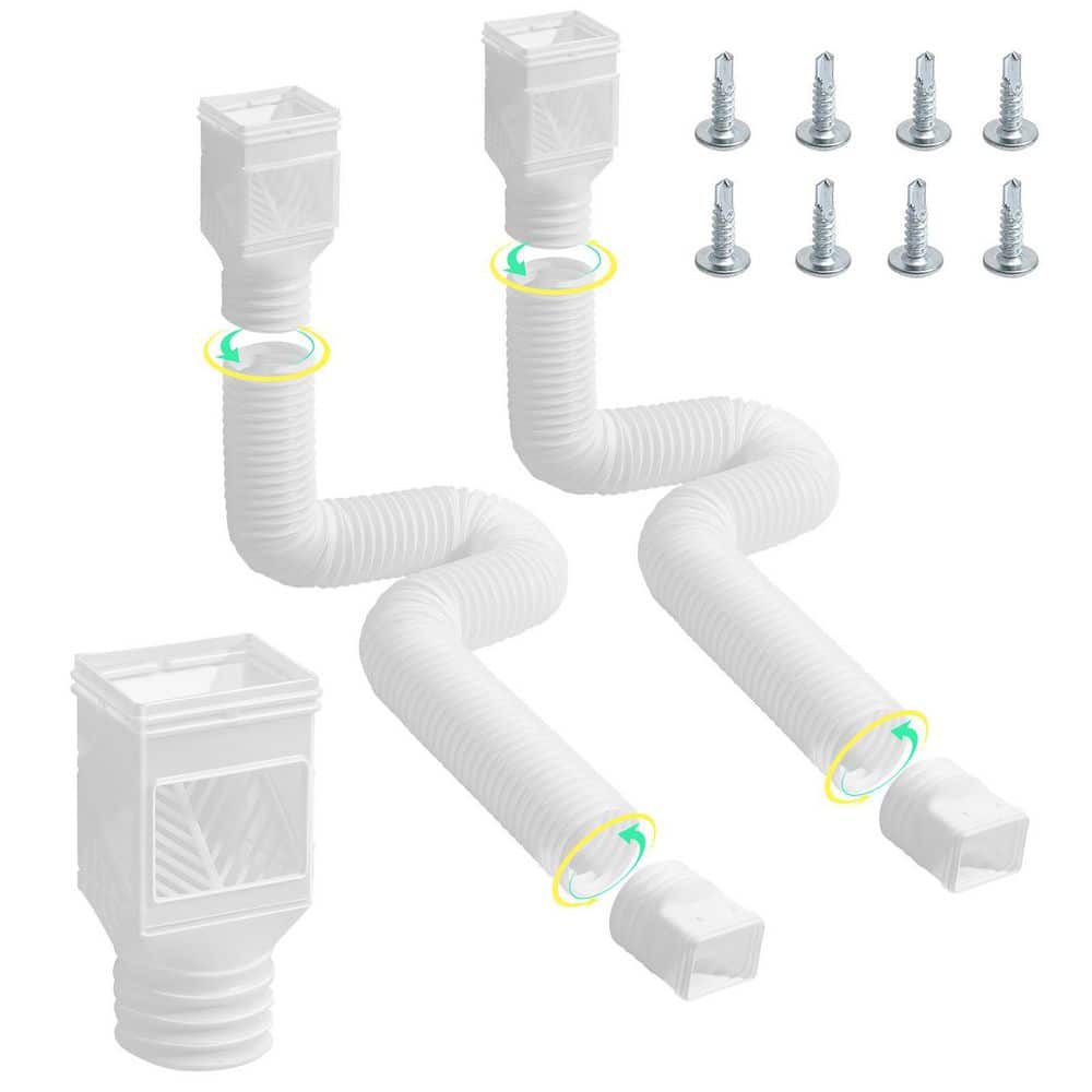 SKYSHALO Rain Gutter Downspout Extensions, Down Spout Drain Extension Extendable from 22 in. to 63 in. Gutter Extensions, White (1)
