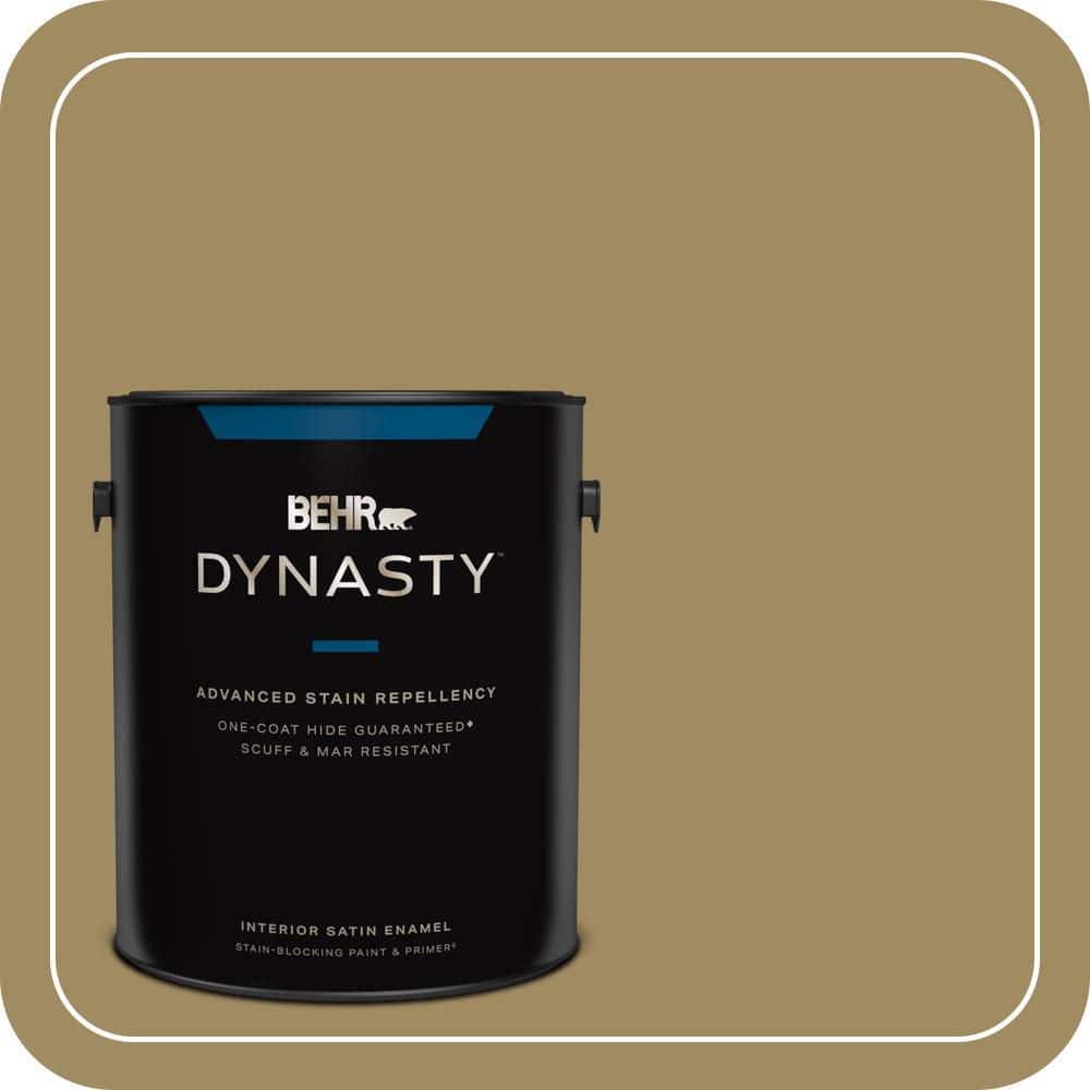 BEHR DYNASTY 1 gal. #S320-6 Garden Salt Green One-Coat Hide Satin Enamel Interior Stain-Blocking Paint and Primer