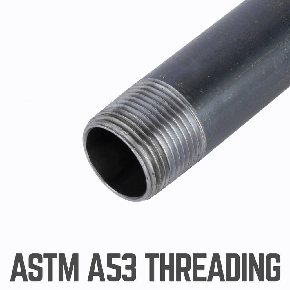 PIPE DECOR 1-1/4 in. 12 in. Black Industrial Steel Grey Plumbing Nipple (3)