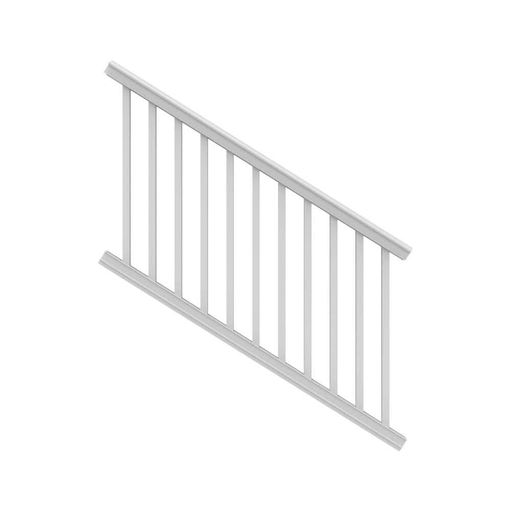 Barrette Outdoor Living Bella Premier Series 6 ft. x 42 in. White Vinyl Stair Rail Kit with Square Balusters (1)