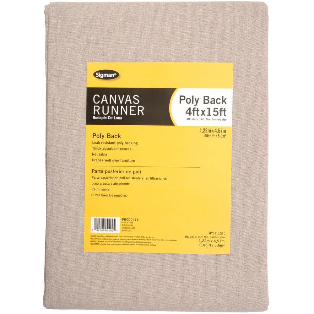 Sigman 3 ft. 9 in. x 14 ft. 9 in. Poly Back Canvas Drop Cloth Runner