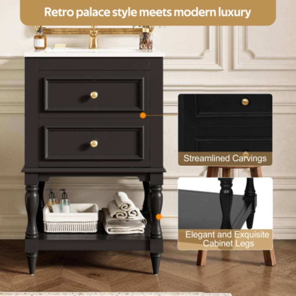 Unbranded 20.4 in. W x 18.7 in. D x 33.9 in. H Bathroom Black Linen Cabinet (3)