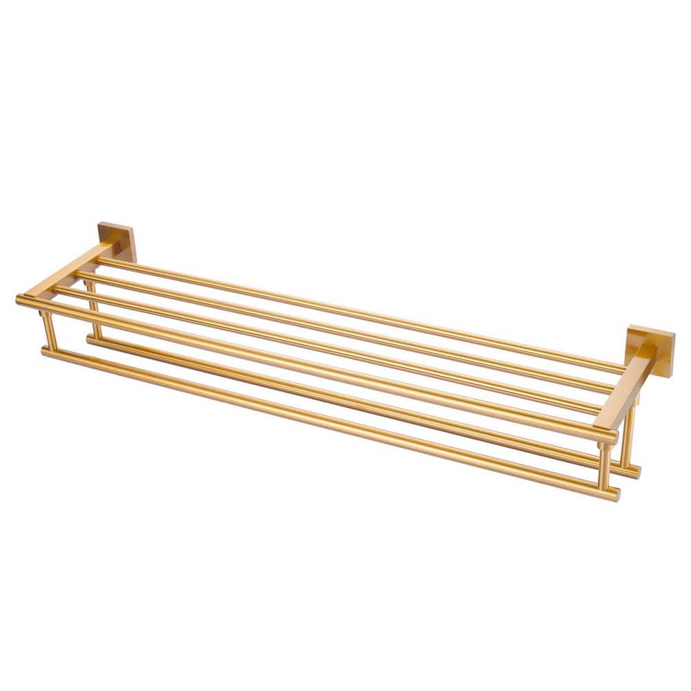 WOWOW 32 in. Stainless Steel Double Towel Bar Wall Mounted Bath Towel Holder in Brushed Gold