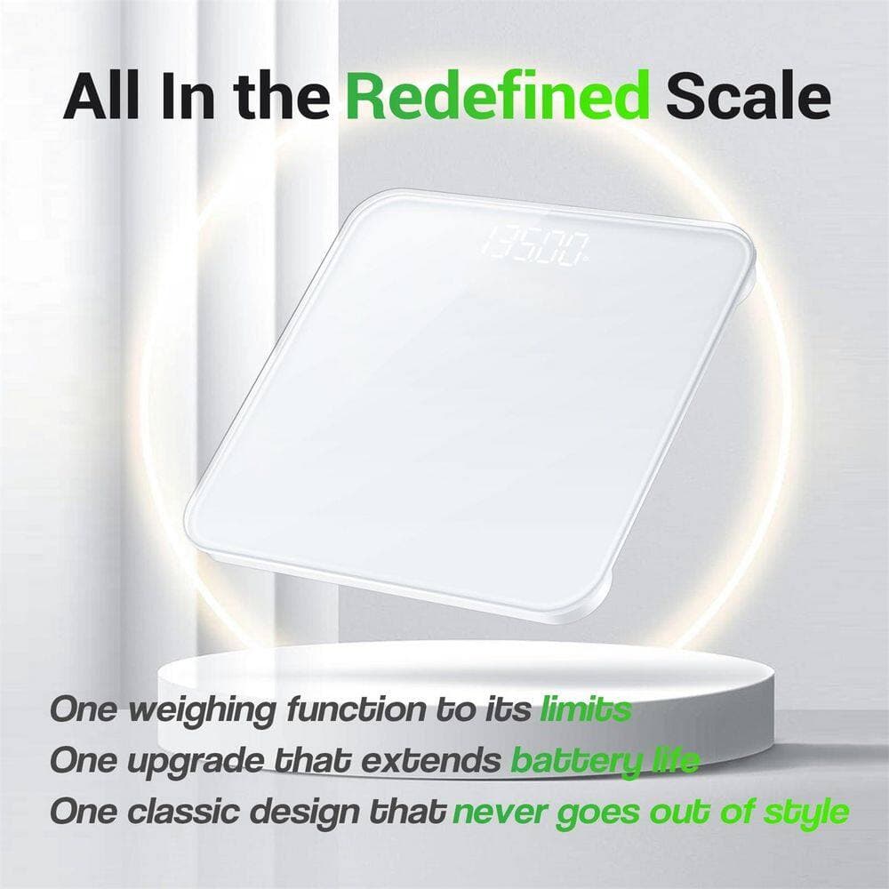 Numhew 1-Piece 400 lb. Bathroom Scale for Body Weight, Highly Accurate Digital Weighing Machine for People in White (3)