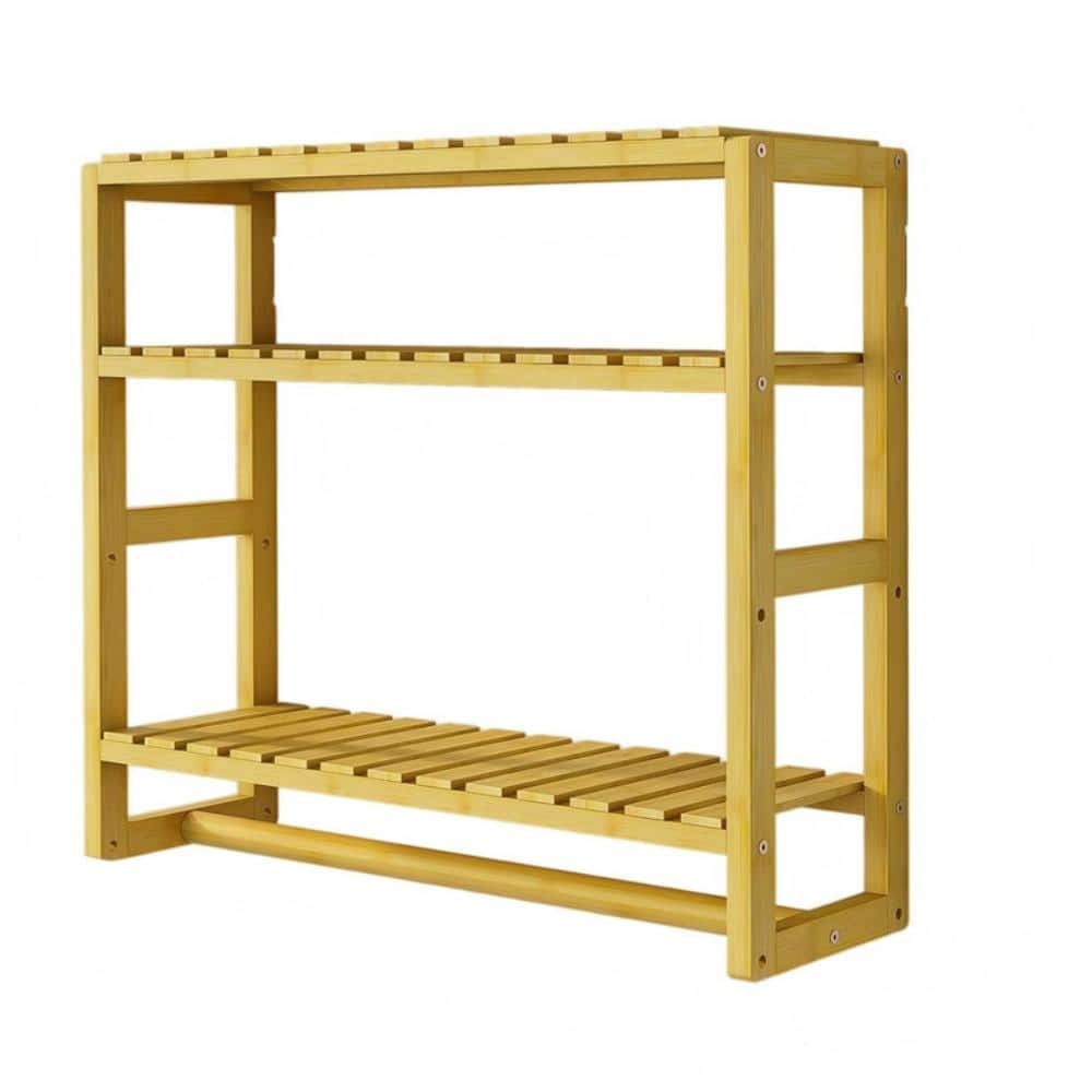 Whatseaso 23.5 in. W x 23.5 in. H x 5.9 in. D Yellow Over The Toilet Storage with Hanging Rod (1)