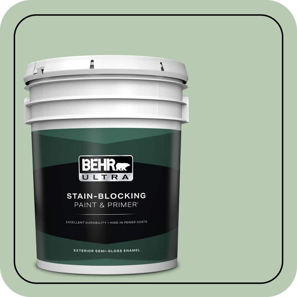 BEHR ULTRA 5 gal. #S400-3 Healing Aloe Semi-Gloss Enamel Exterior Paint & Primer