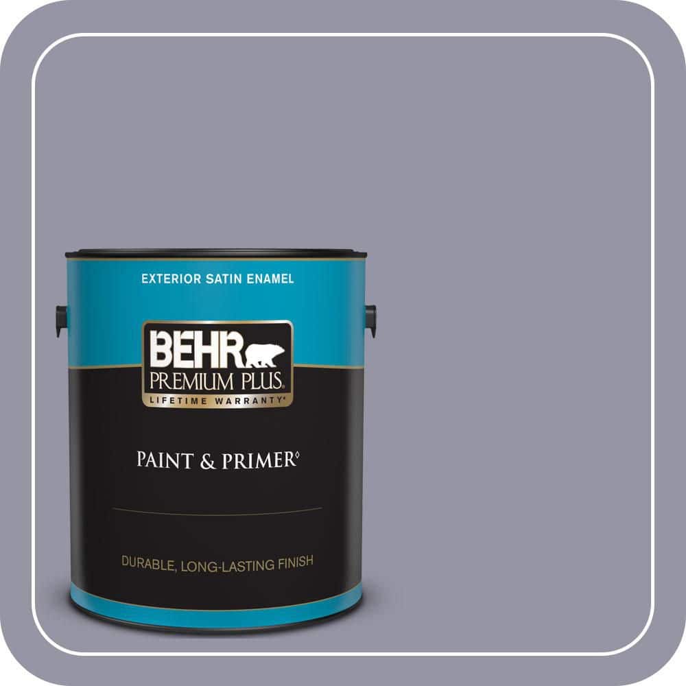 BEHR PREMIUM PLUS 1 gal. #640F-5 Ash Violet Satin Enamel Exterior Paint & Primer