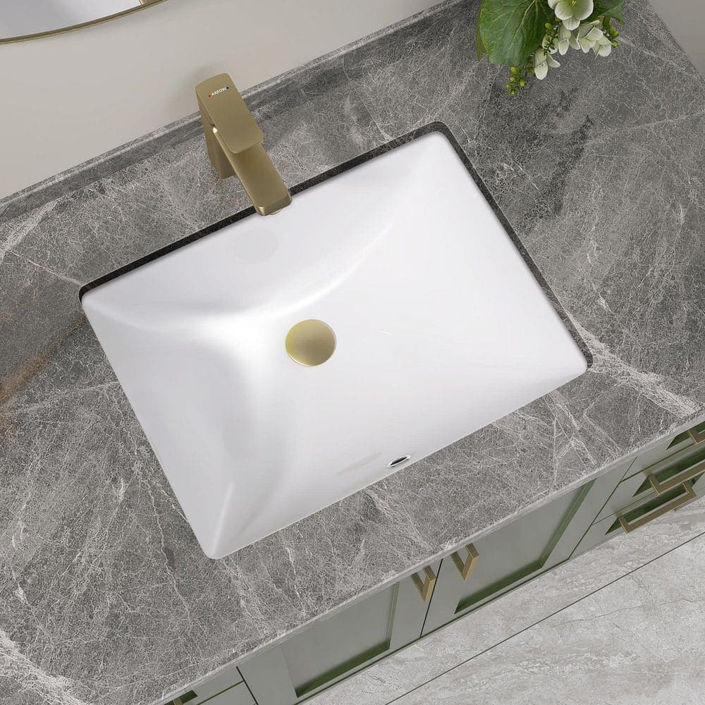 Getpro 20 in. Rectangular Undermount Bathroom Sink Ceramic Porcelain Vitreous China Vessel Sink in White with Overflow (1)