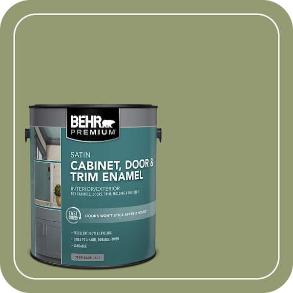BEHR PREMIUM 1 gal. #PPU11-04 Alamosa Green Satin Enamel Interior/Exterior Cabinet, Door & Trim Paint (2)