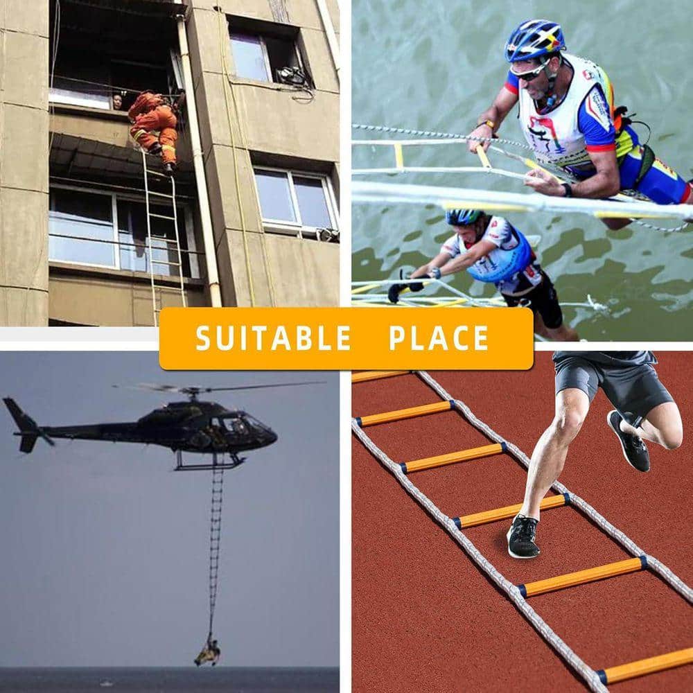 KIWDZFU 32 ft. 3-Story Emergency Fire Escape Ladder High Load Capacity Up to 2000 lbs. Quick Deploy and Easy Storage (3)