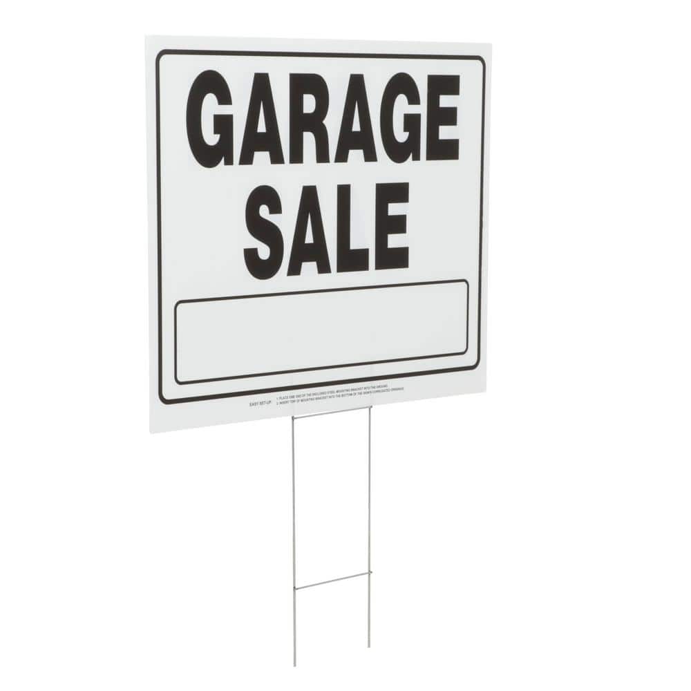 Everbilt 20 in. x 24 in. Corrugated Plastic Garage Sale Yard Sign and Holder