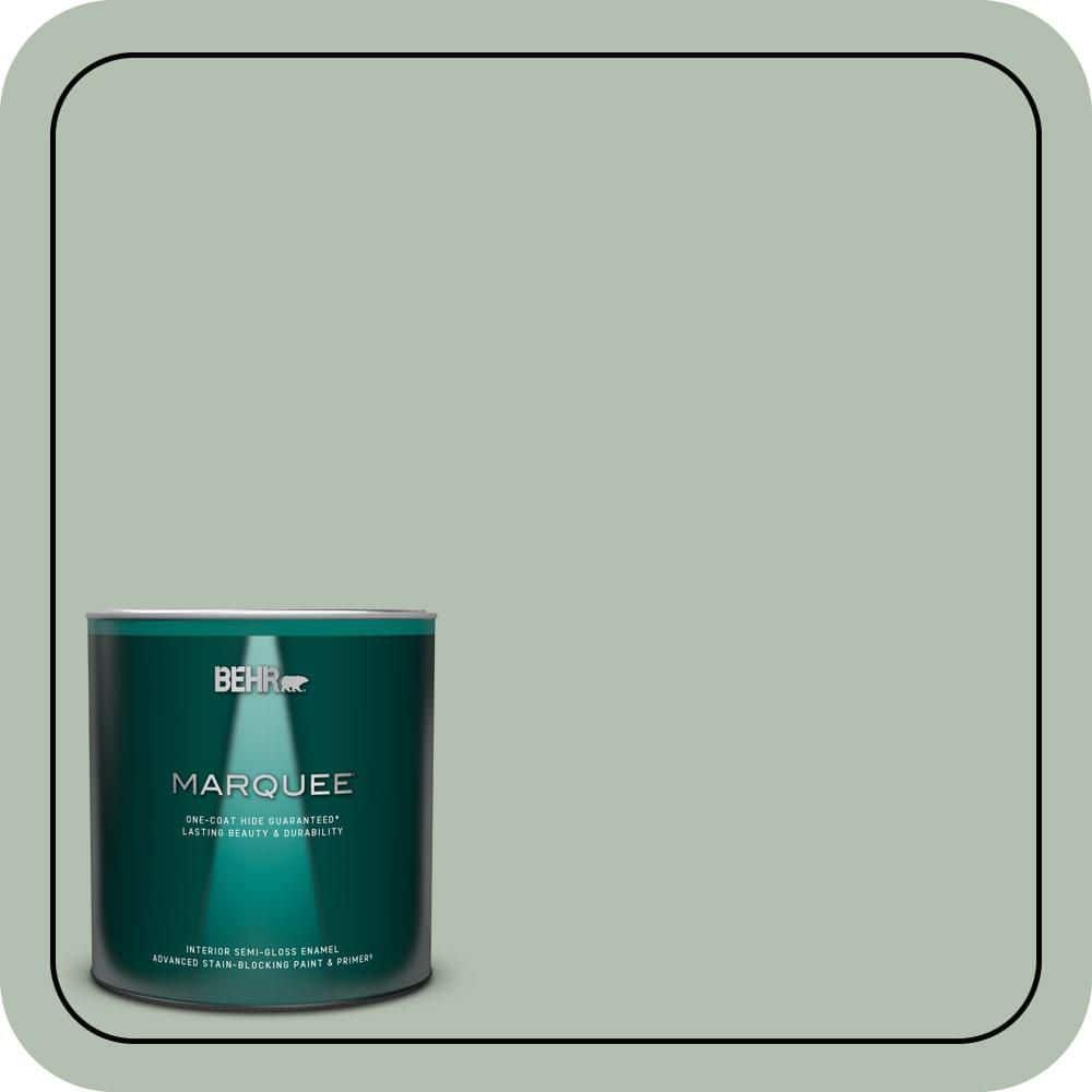 BEHR MARQUEE 1 qt. #N400-3 Flagstaff Green One-Coat Hide Semi-Gloss Enamel Interior Paint & Primer