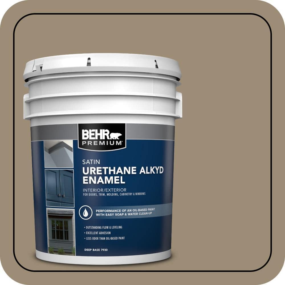 BEHR PREMIUM 5 gal. #740D-5 Twig Basket Urethane Alkyd Satin Enamel Interior/Exterior Paint