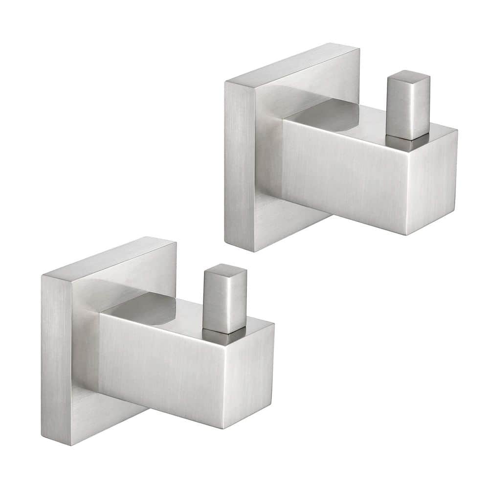 KIBI Bathroom Accessories J-Hook Robe/Towel Hook 2-Piece in Brushed Nickel (1)