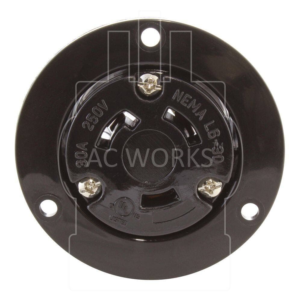 AC WORKS 30A 250V L6-30R Flanged Outlet UL and C-UL Listed (3)