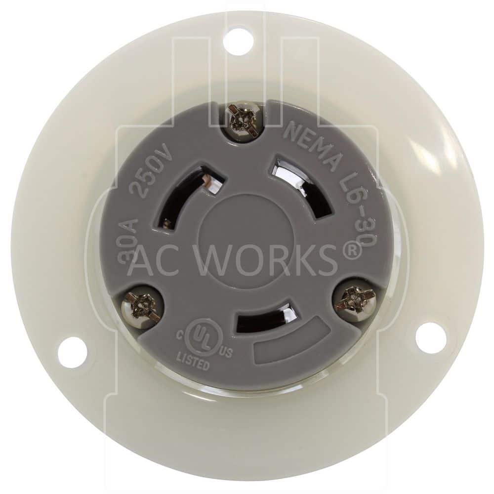 AC WORKS 30A 250V L6-30R Flanged Outlet UL and C-UL Listed (3)