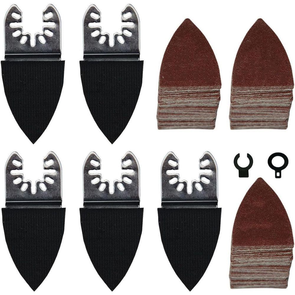 Unbranded 155Pcs Finger Multi Tool Sanding Pads Kit w/ PU Holder, Chrome Coated, for Bosch, Chicago, Craftsman (5-Pack) (1)