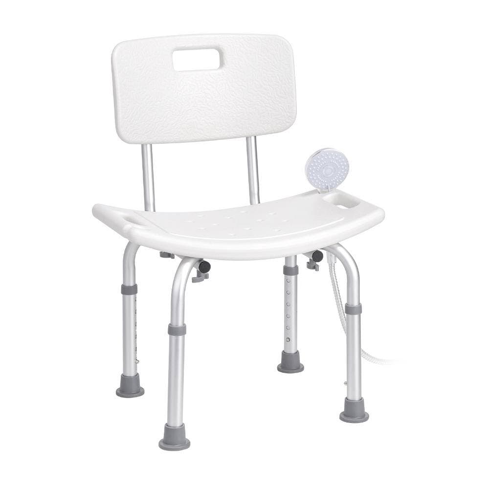 HONGGE Shower Chair with Back 350 lb., Adjustable Height Bath Chair for Inside Shower, Non-Slip Bathroom Bench for Elderly (2)