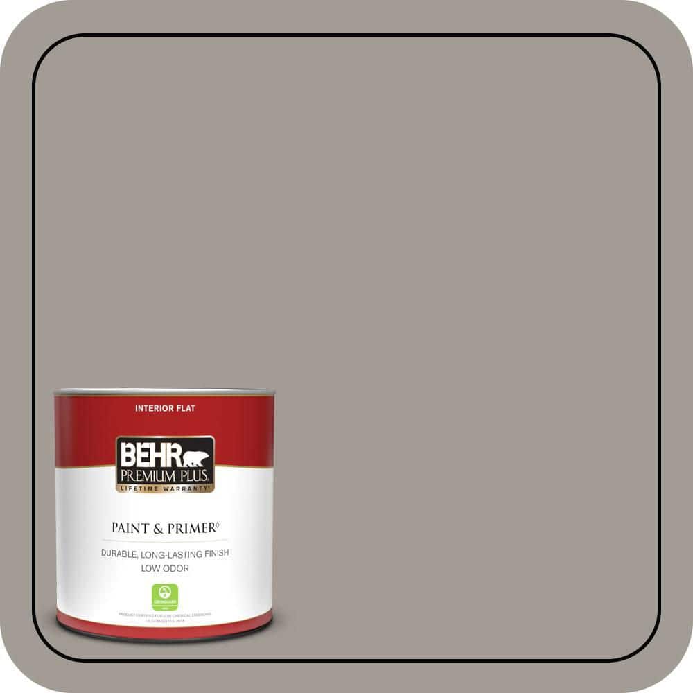 BEHR PREMIUM PLUS 1 qt. #PPU18-15 Fashion Gray Flat Low Odor Interior Paint & Primer