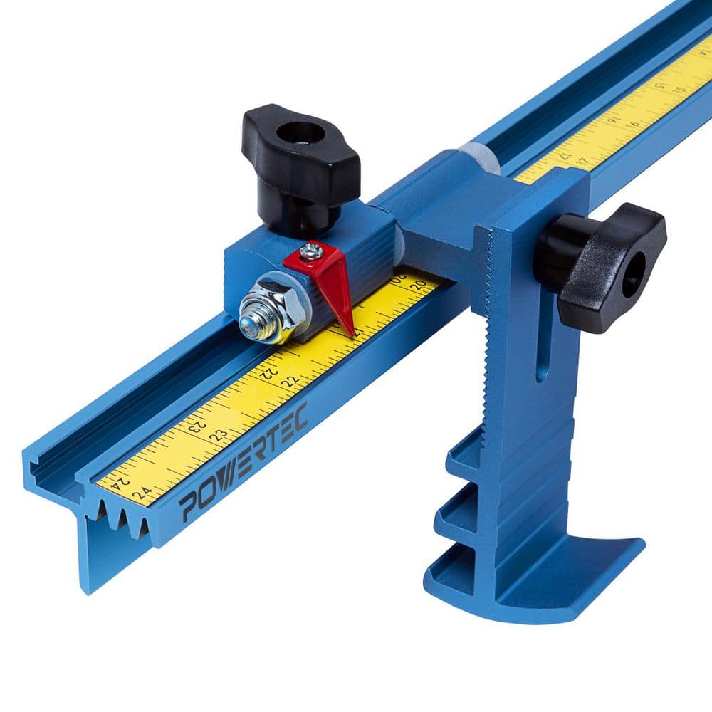 ‎POWERTEC Miter Saw Fence, Includes T Track Stop Kit, Tape Measures and T Track Fence Cap, T Track Accessories (2)