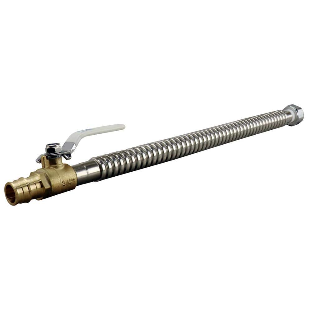 Apollo 3/4 in. x 3/4 in. Brass PEX-A Barb x FNPT x 18 in. Corrugated Stainless Steel Water Heater Connector with Ball Valve (2)